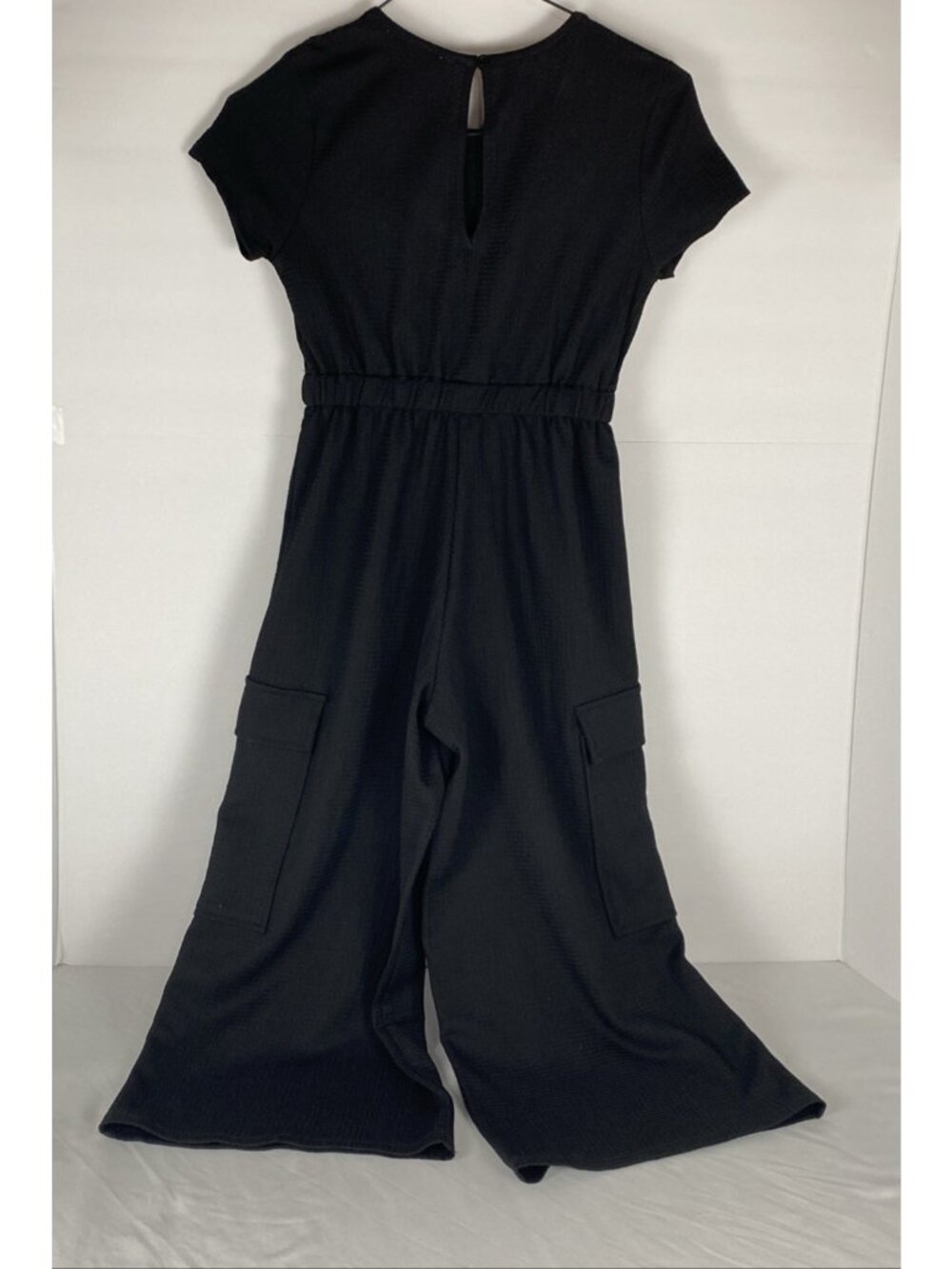 Knit Works Girls Short Sleeve Small 7-8 Black Waffle Jumpsuit Round Neckline - Picture 7 of 16